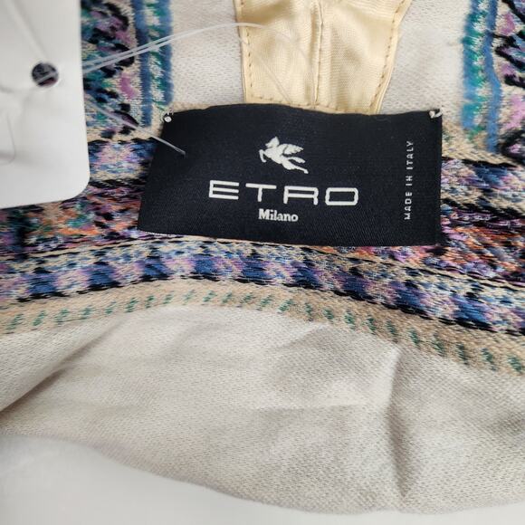 Etro Wool-Blend Cape Shawl Cream Open Front One Size - Picture 8 of 10